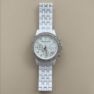 Michael Kors Silver and White Women's Watch
